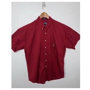 Vintage Ralph Lauren Chaps Shirt Mens Large Red Embroidered Crest Logo Christmas